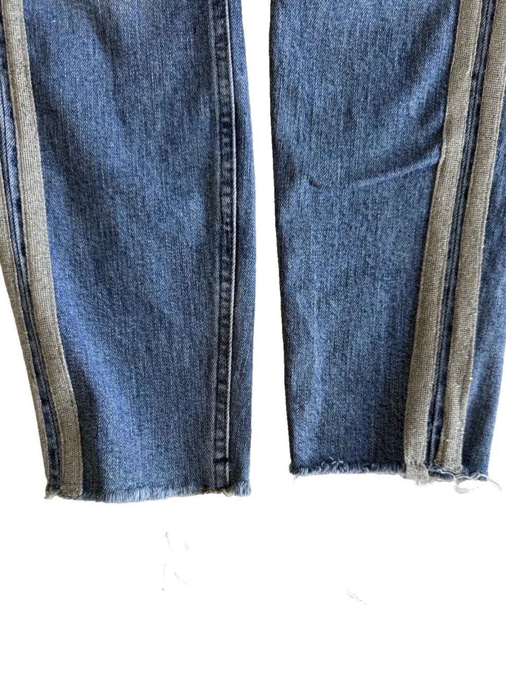 Anthropologie Pilcro Side Tuxedo Stripe Jeans Women Silver Glitter Crop Denim 26 - Picture 11 of 16